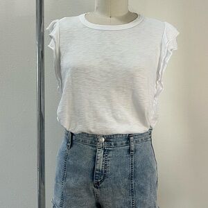 White Ruffle Sleeve Top by Veronica Beard jeans